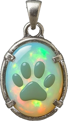 A Pipie collectible tag, silver and soft opal